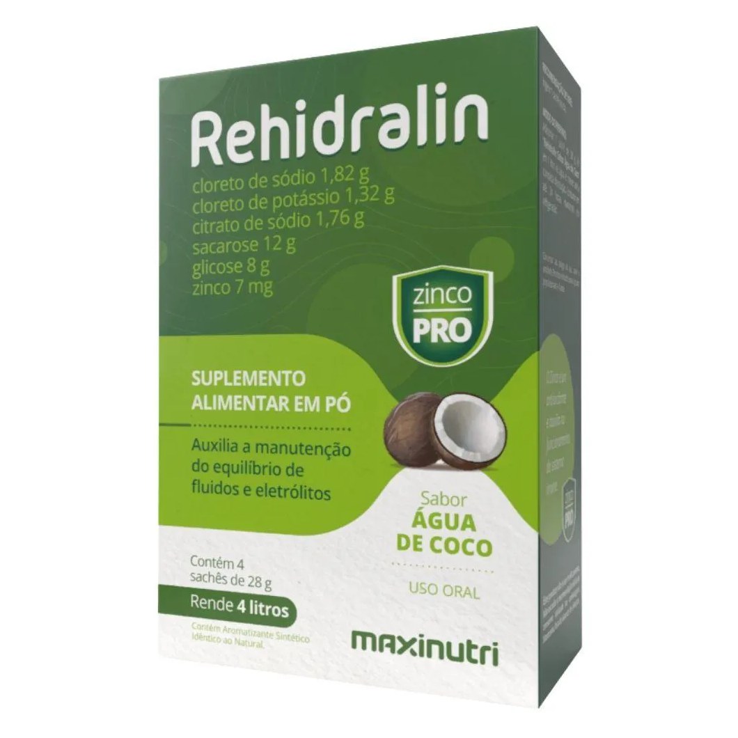 Rehidralin (Repositor de Eletrólitos) 4 Sachês - Maxinutri Água DE Coco