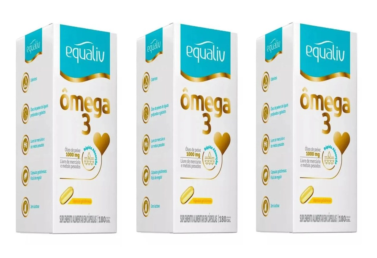 Kit 3 Suplemento Equaliv Omêga 3 Selo Ifos 180Cps em Gel