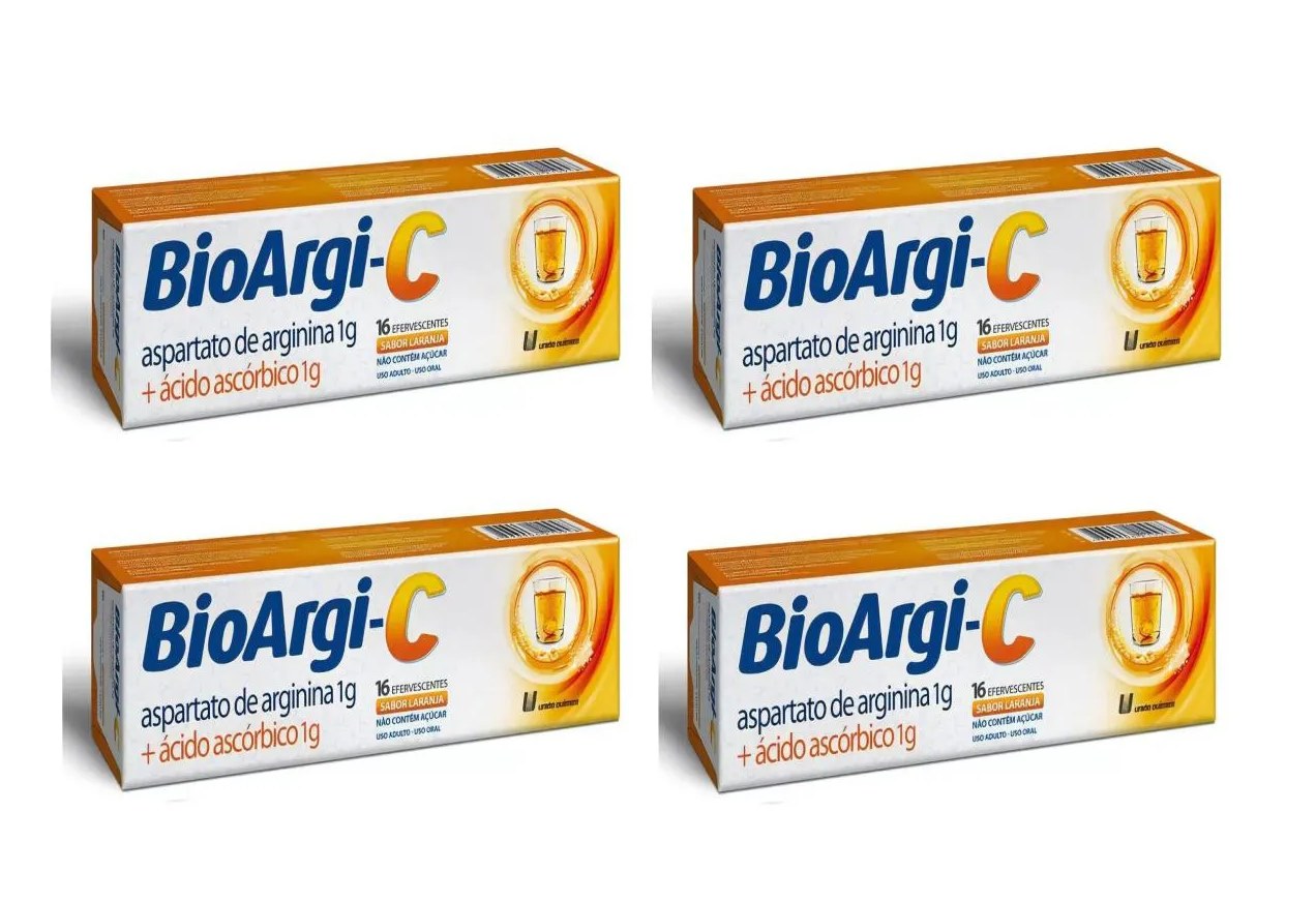 Kit 4 Vitamina C 1G + Arginina Bioargi-C 16Cp Efervescentes