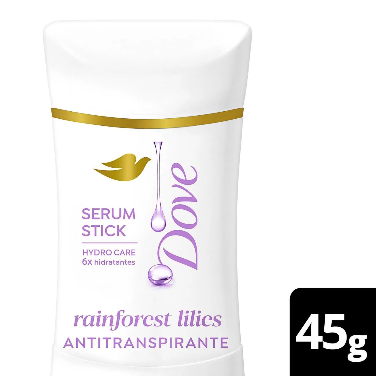 Desodorante Antitranspirante Sérum Stick Dove Rainforest Lilies Invisível 72h 45g