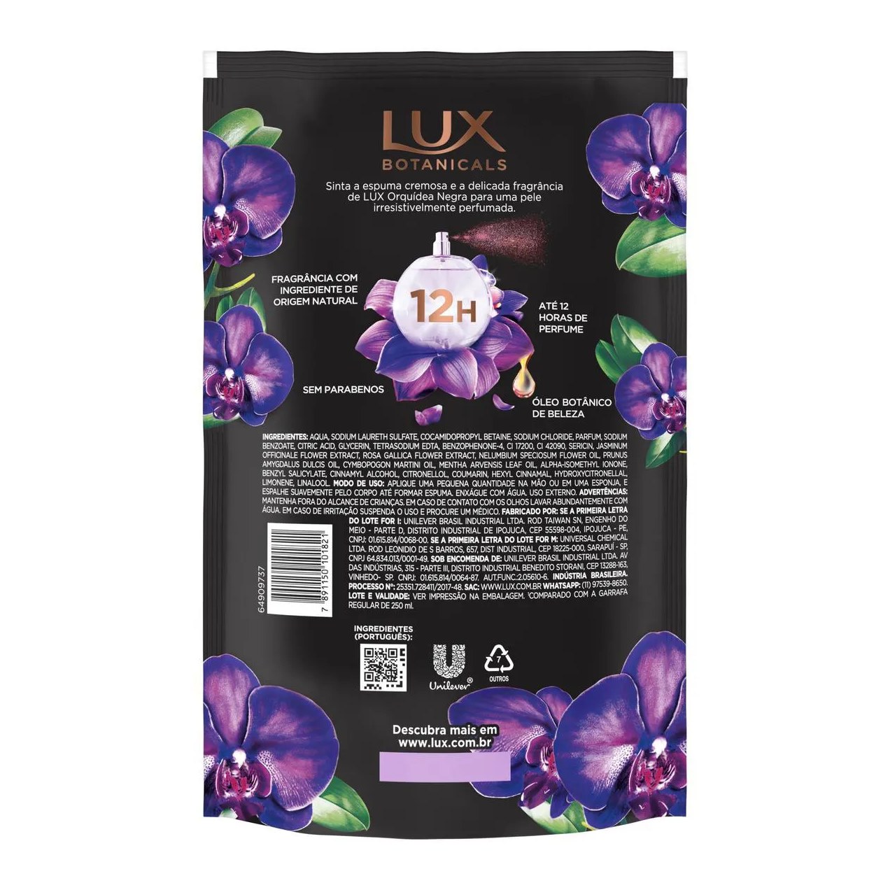 Refil Sabonete Líquido Lux Botanicals Orquídea Negra 900ml