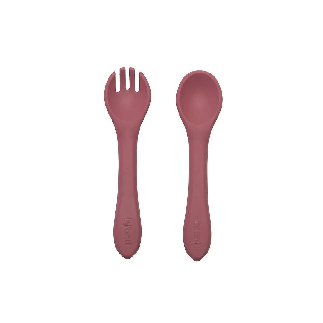 Garfo e Colher de Silicone Piccolo Rosa - Infanti