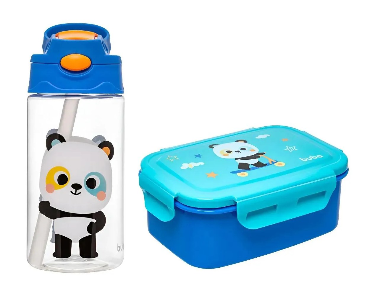 Kit Lanche Garrafinha Tritan + Bento Box Inox Zoo Buba