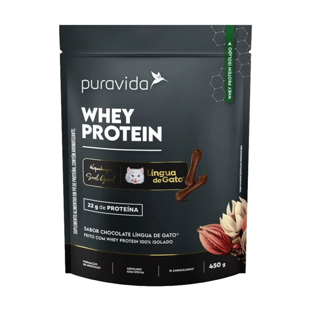 Whey Protein Puravida Língua de Gato Sachê 450g