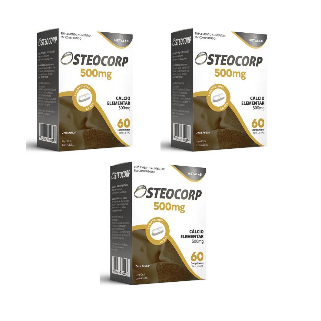 Kit 3X Osteocorp Carbonato de Calcio 500 Mg C/60 Comprimidos