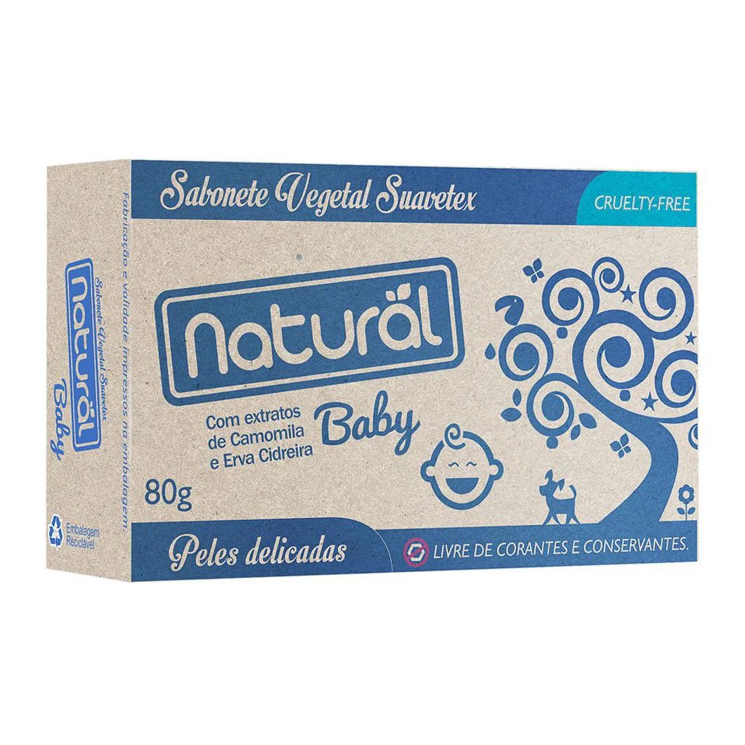 Sabonete em Barra Orgânico Natural - Suavetex Baby Camomila e Erva Cidreira 80G