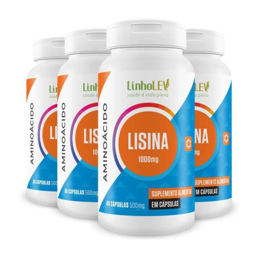Kit 4 Lisina 500Mg 60 Capsulas - Linho Lev A