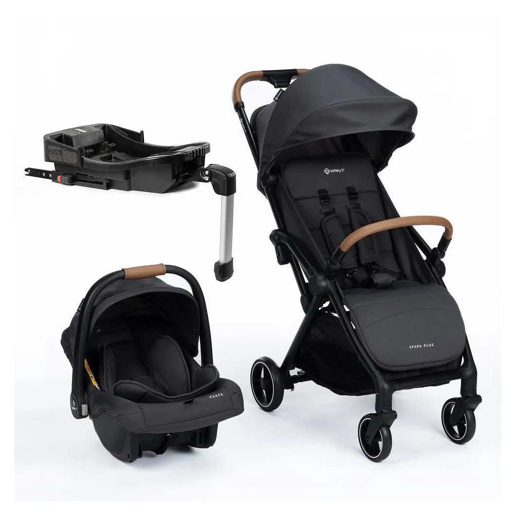 Carrinho com Bebê Conforto e Base Travel System Spark Plus Trio Isofix Black Graphite - Safety 1St