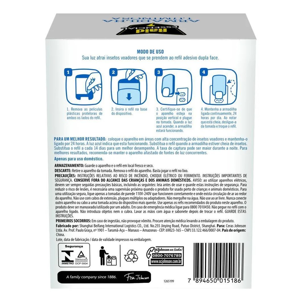 Kit Raid Essencial Aparelho Armadilha Luminosa + 3 Refis