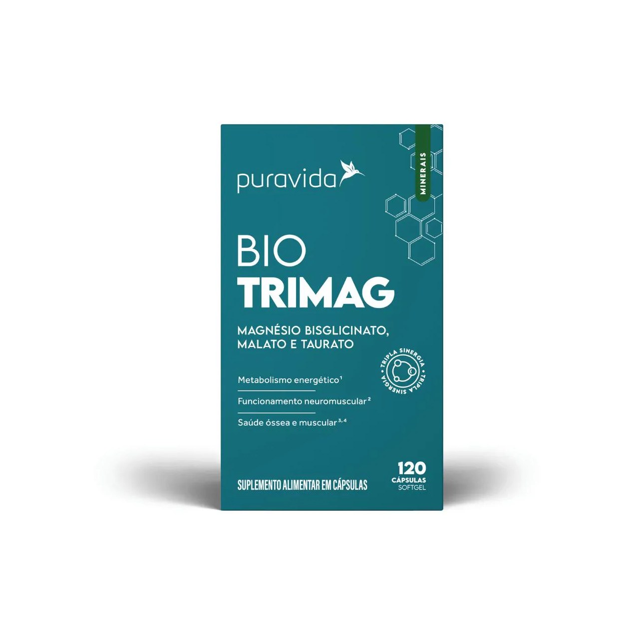 Bio Trimag Big 120 Cápsulas 3 Tipos de Magnésio Puravida