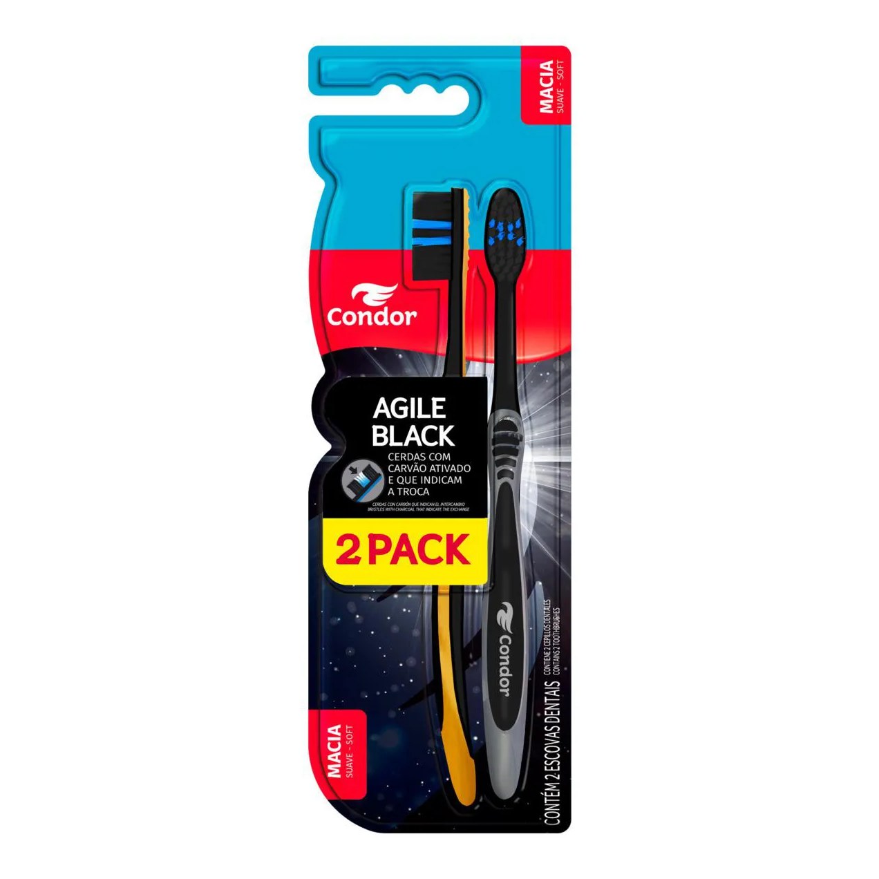 Escova Dental Macia Condor Agile Black 2 Unidades