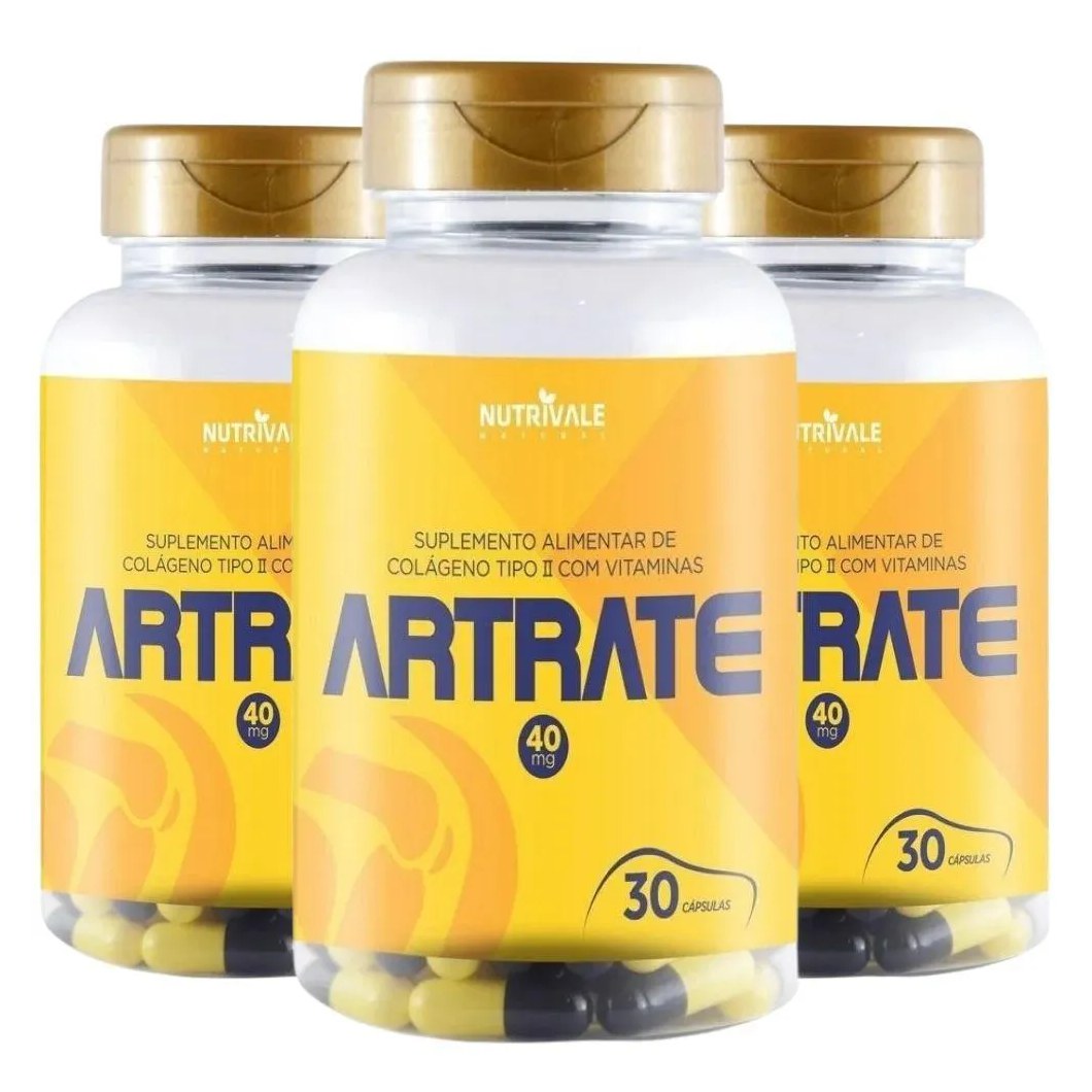 Kit 3X Artrate (Colageno Tipo 2 com Vitaminas) 30 Capsulas - Nutrivale