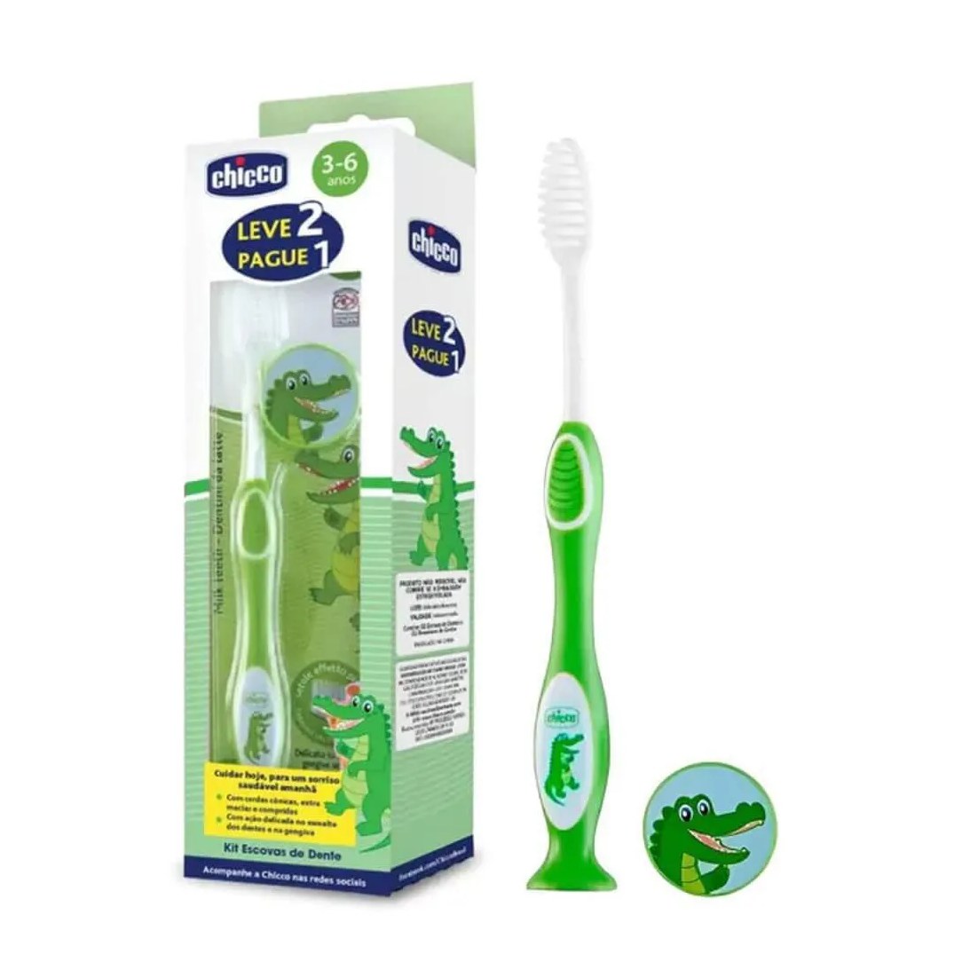 Pack 2 Escovas de Dentes 3 a 6 Anos Verde - Chicco