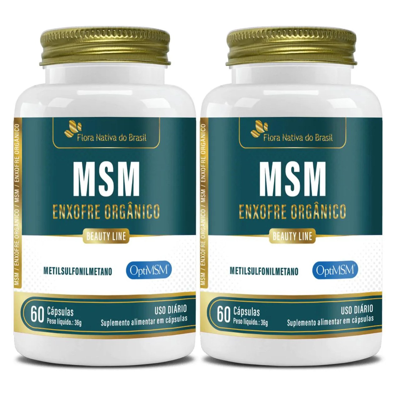 Enxofre Orgânico Msm 2 X 60 cápsulas 600mg - Flora Nativa