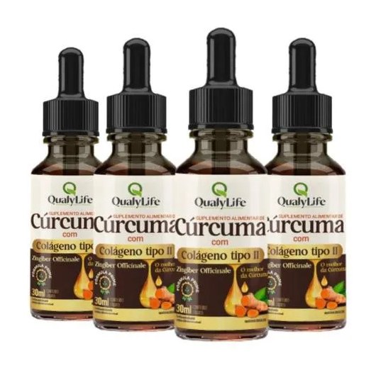 Colágeno Tipo 2 e Curcumina em Gotas 4 X 30ml Qualylife