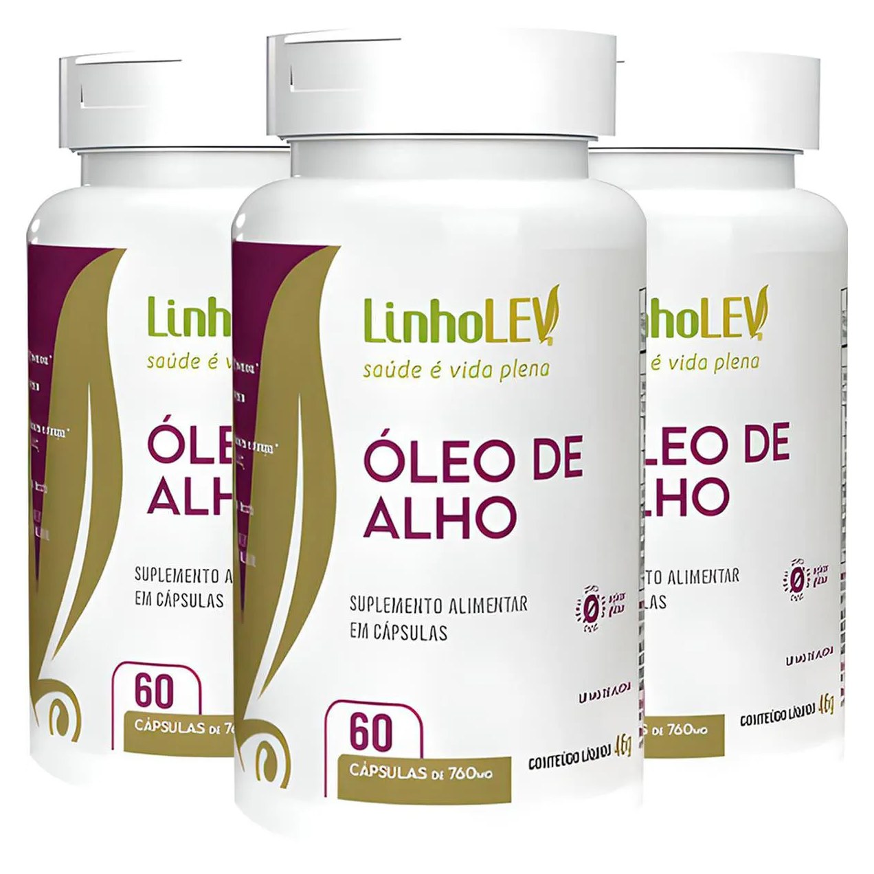 Óleo de Alho 3 X 60 cápsulas Linho Lev
