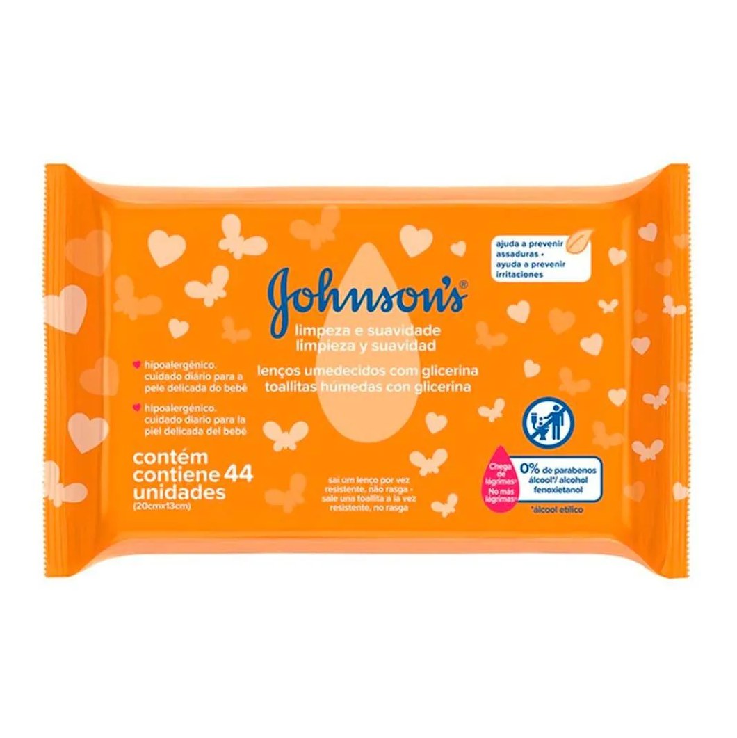 Lenços Umedecidos Limpeza e Suavidade Johnson's Baby 44 UN