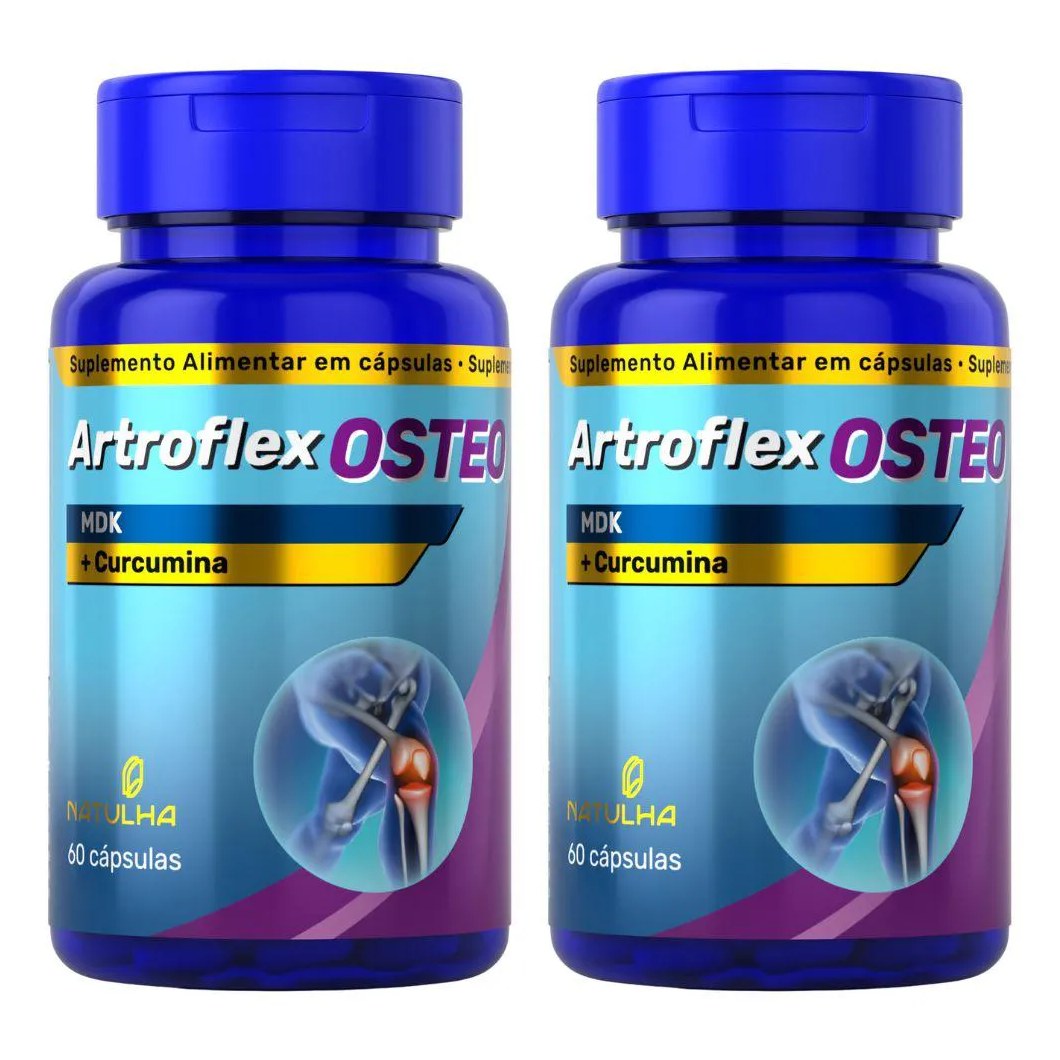 Kit 2X Artroflex Osteo ( Curcumina, Magnésio, Vitamina D3 e K2) 60 Cápsulas - Natulha