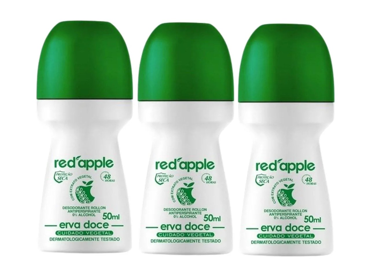 Kit 3 Desodorante Red Apple Erva Doce Roll-On 50Ml