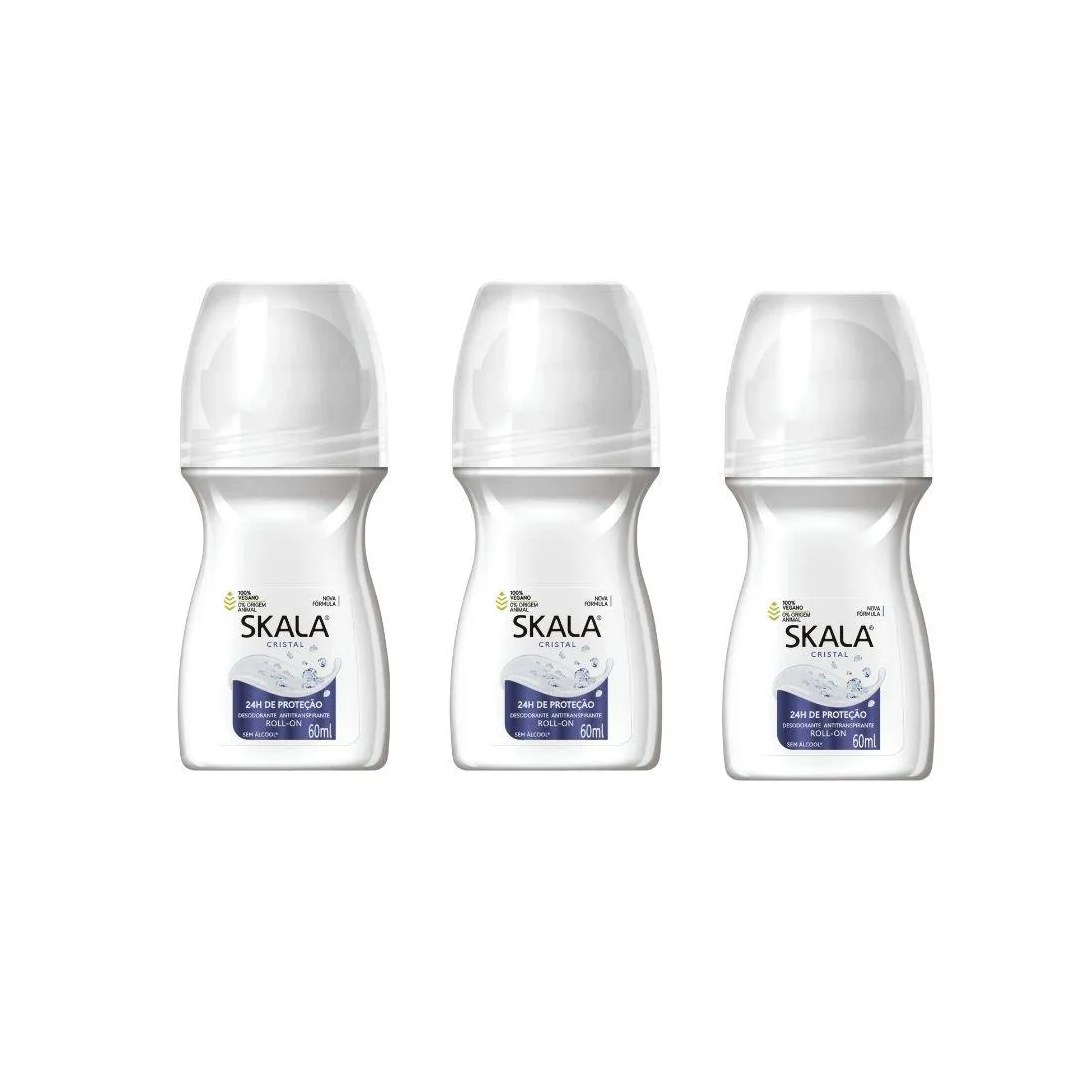 Desodorante Roll-On Skala 60Ml Feminino Cristal - Kit C/ 3Un