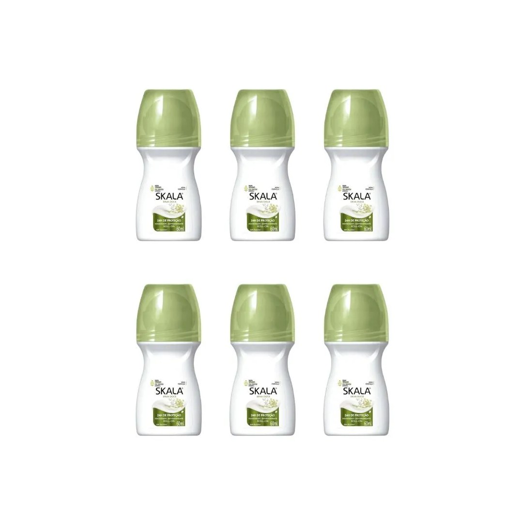 Desodorante Roll-On Skala 60Ml Feminino Erva Doce-Kit C/6Un
