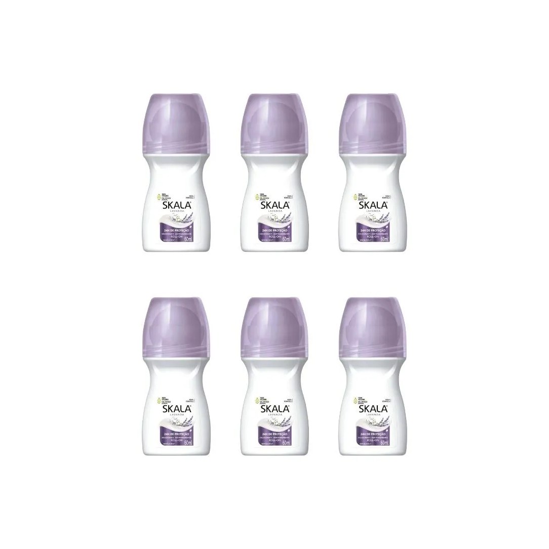 Desodorante Roll-On Skala 60Ml Feminino Lavanda - Kit C/ 6Un