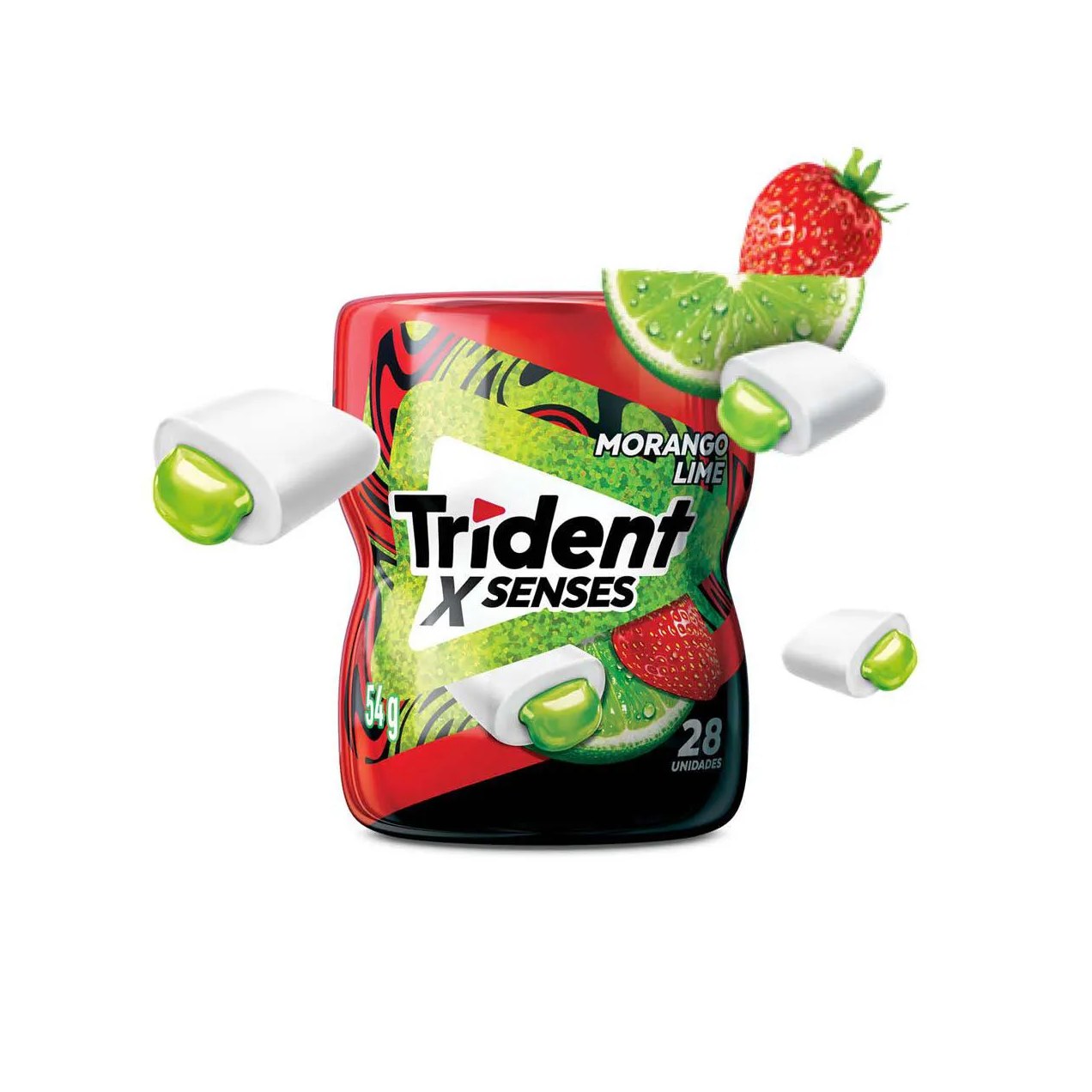 Goma de Mascar Trident X Senses Morango Lime Sem Açúcar 54g