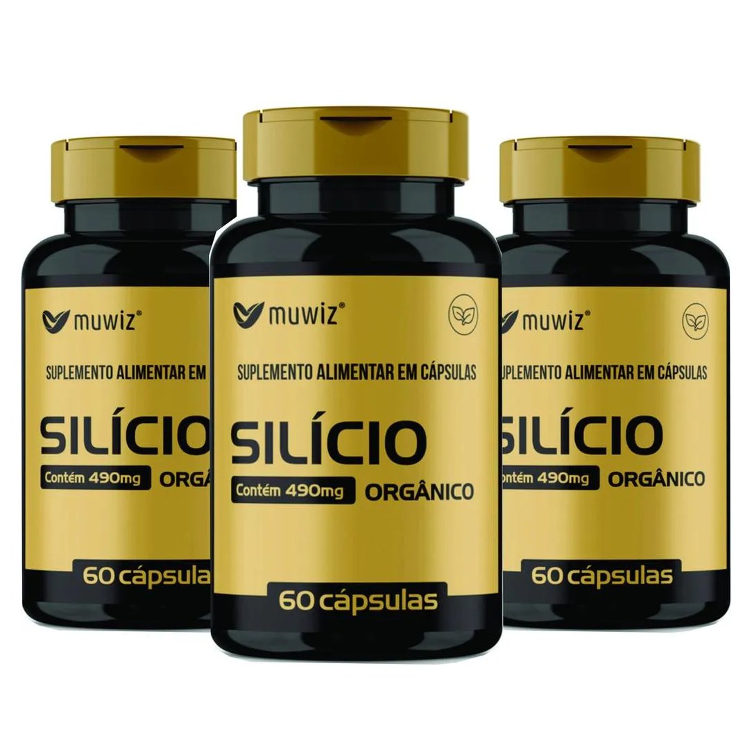 Kit 3x Silício Orgânico 490mg 60 cápsulas Muwiz