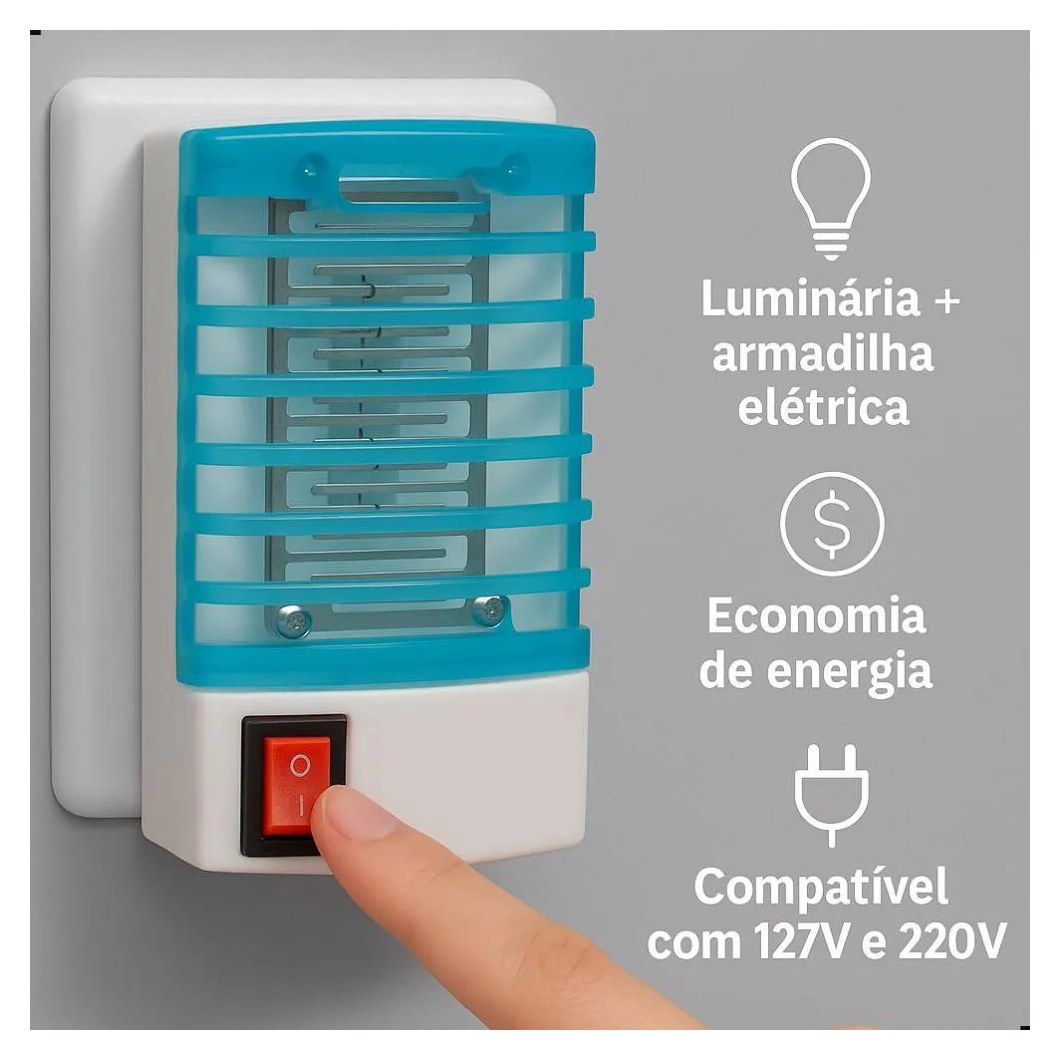 Luminária Elétrica Abajur Noturno Armadilha de Mosquito e Insetos 127–220V Cor Sortida