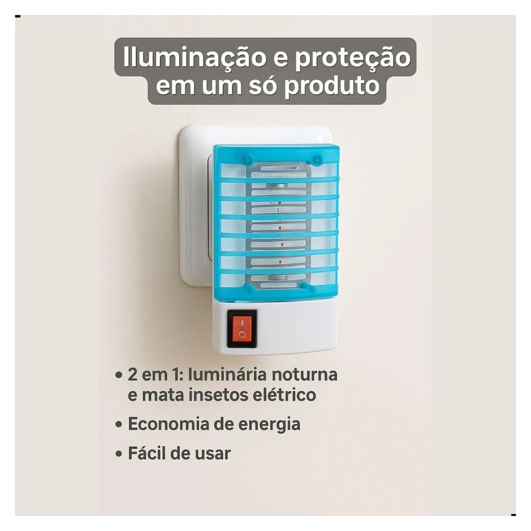 Luminária Elétrica Abajur Noturno Armadilha de Mosquito e Insetos 127–220V Cor Sortida