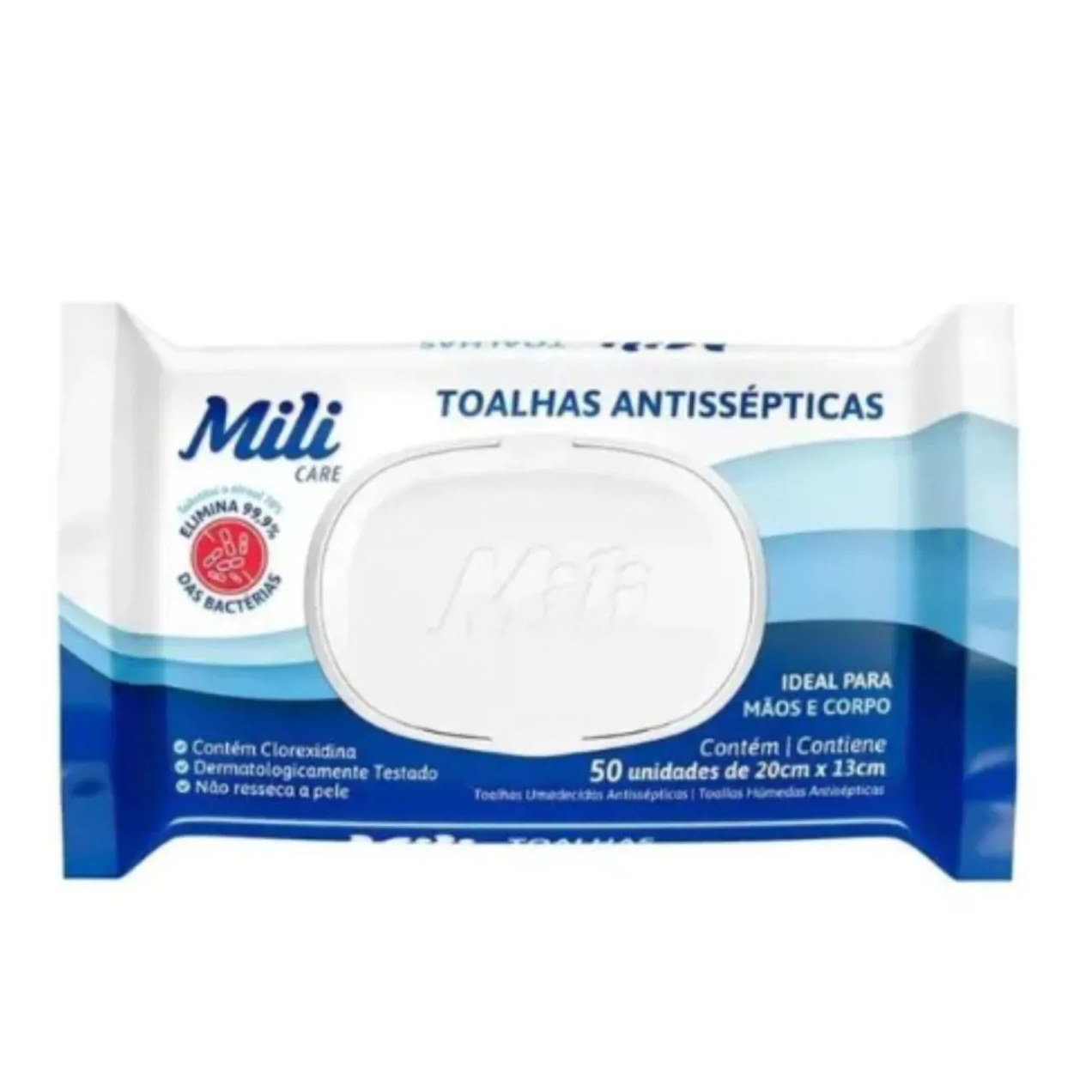 Toalhas Umedecidas Antissépticas Higiene C50 - Mili