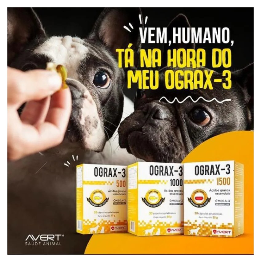 Suplemento Alimentar Ograx Ômega 3 1000Mg 30 Cápsulas para Cães e Gatos