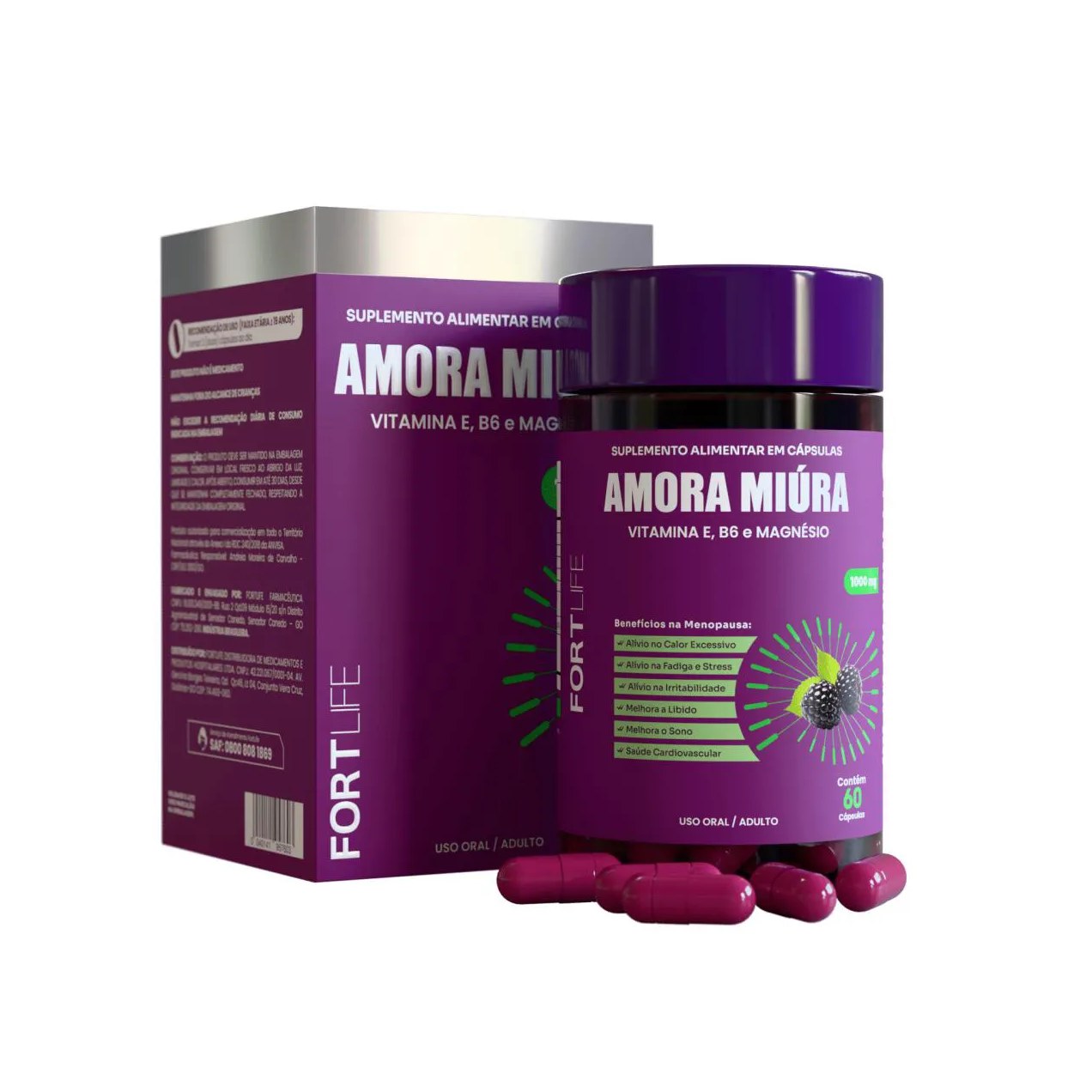 Amora Miúra 1000Mg Fortlife 60 Cápsulas