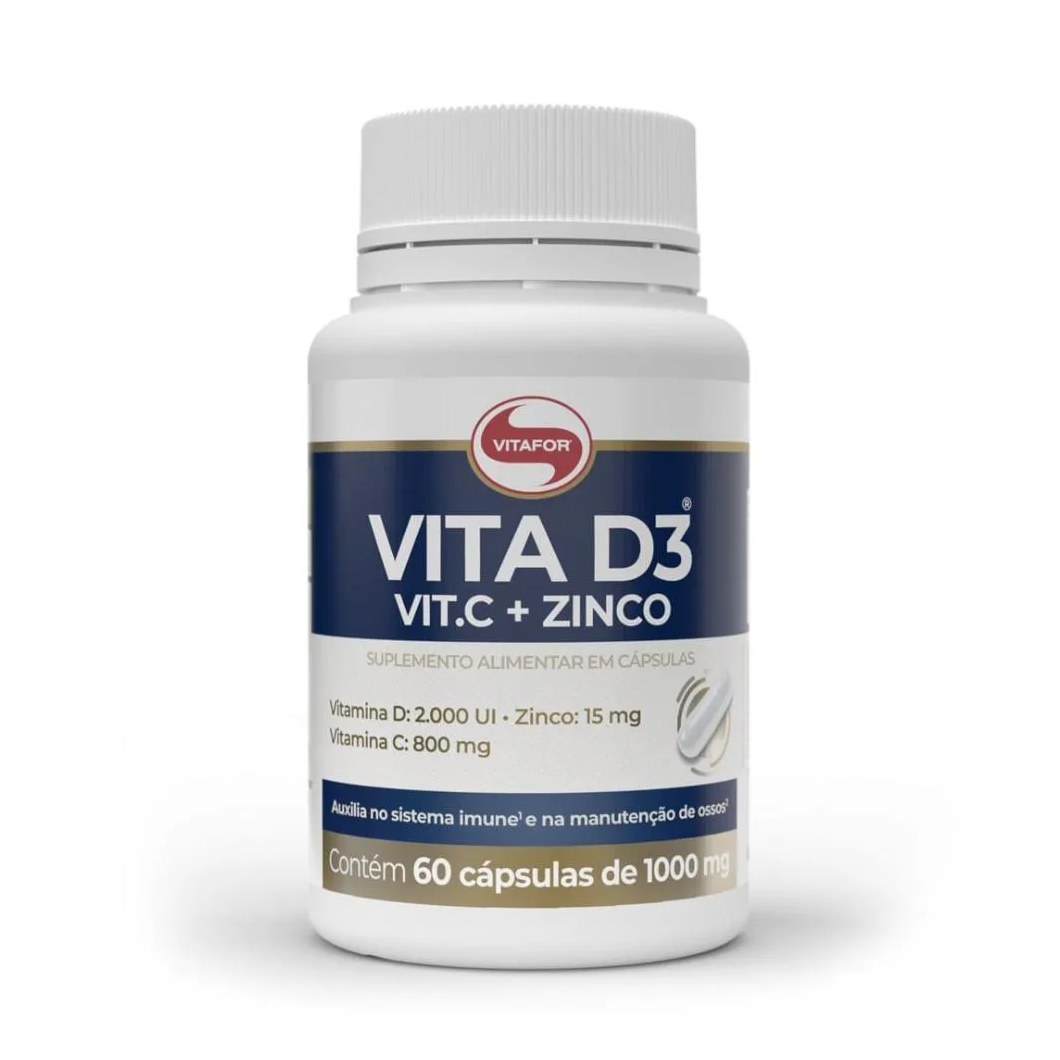 Vitaminas D3 C e Zinco Vitafor 30 Capsulas