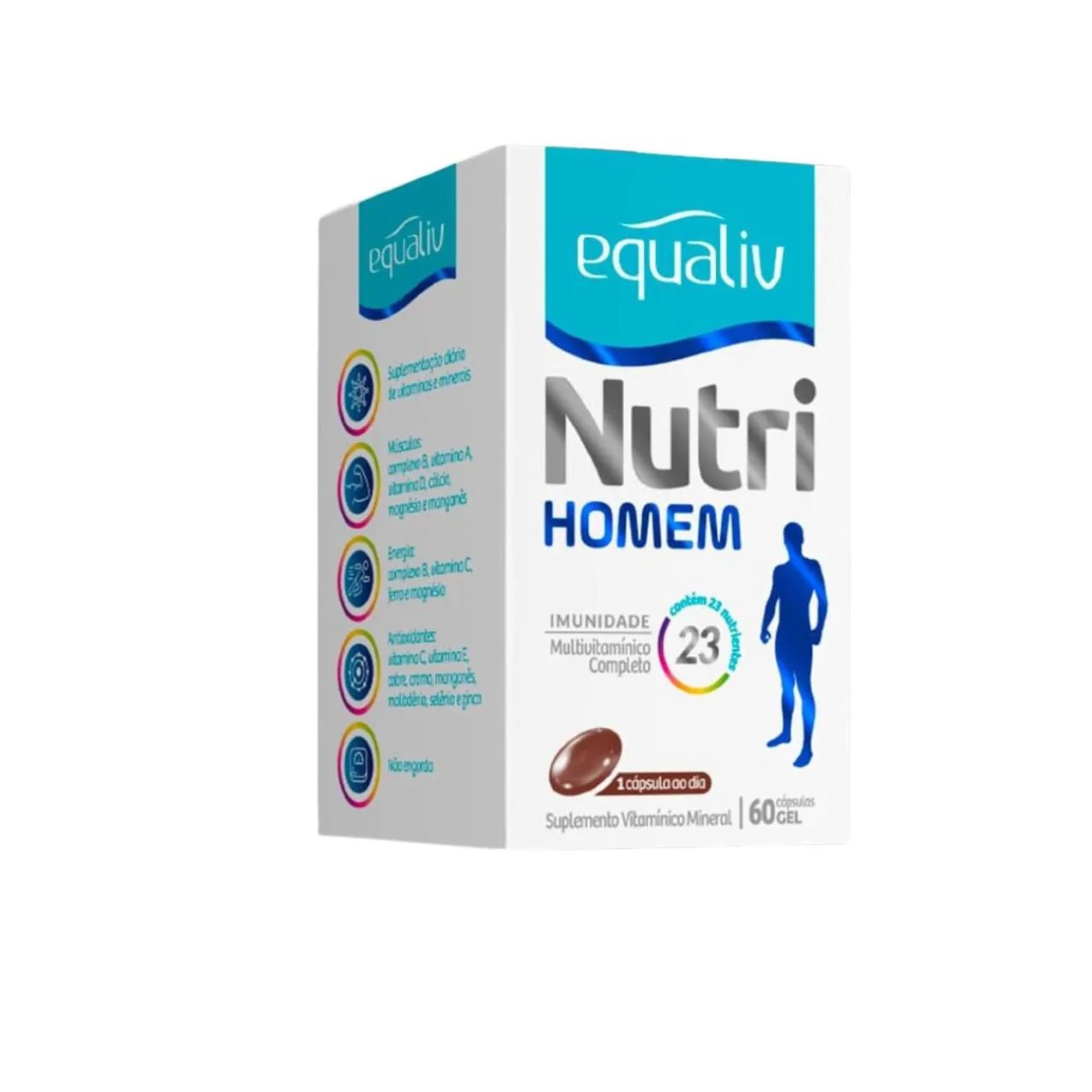 Vitamina Equaliv Nutri Homem com 60 Cápsulas em Gel