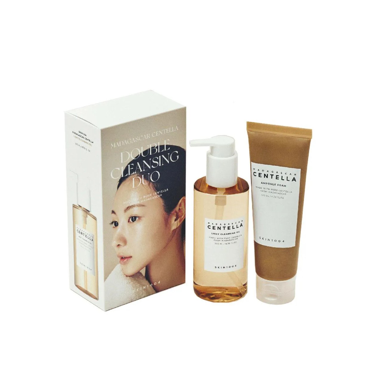Kit Facial Skin 1004 Madagascar Centella Oléo de Limpeza Light Cleansing Oil 200ml + Espuma de Limpeza Ampoule Foam 125ml