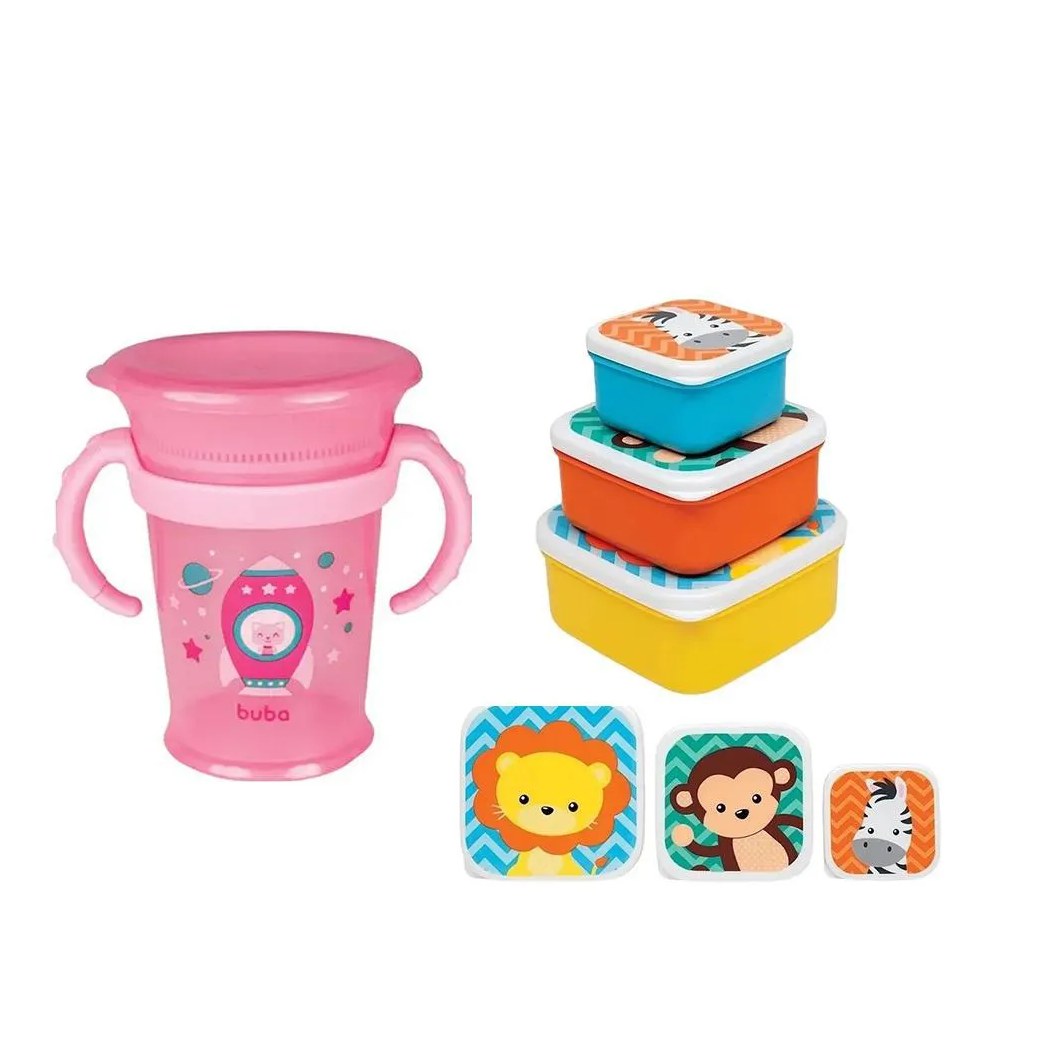 Kit Copo 360° 210Ml + Pote Fun C/3Und Buba