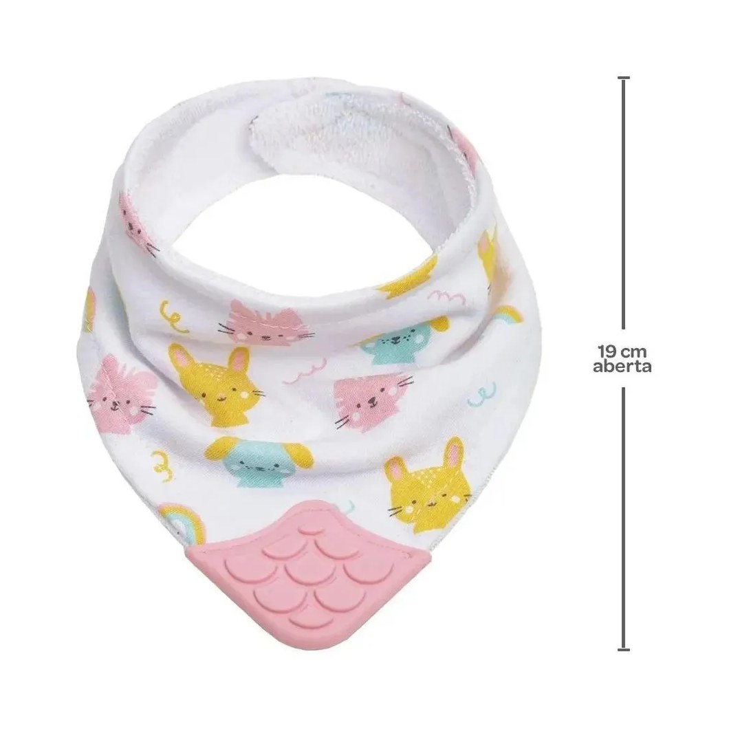 Kit Joelheira Infantil Antiderrapante +6M + Babador Bandana C/Mordedor Happy Friends Buba