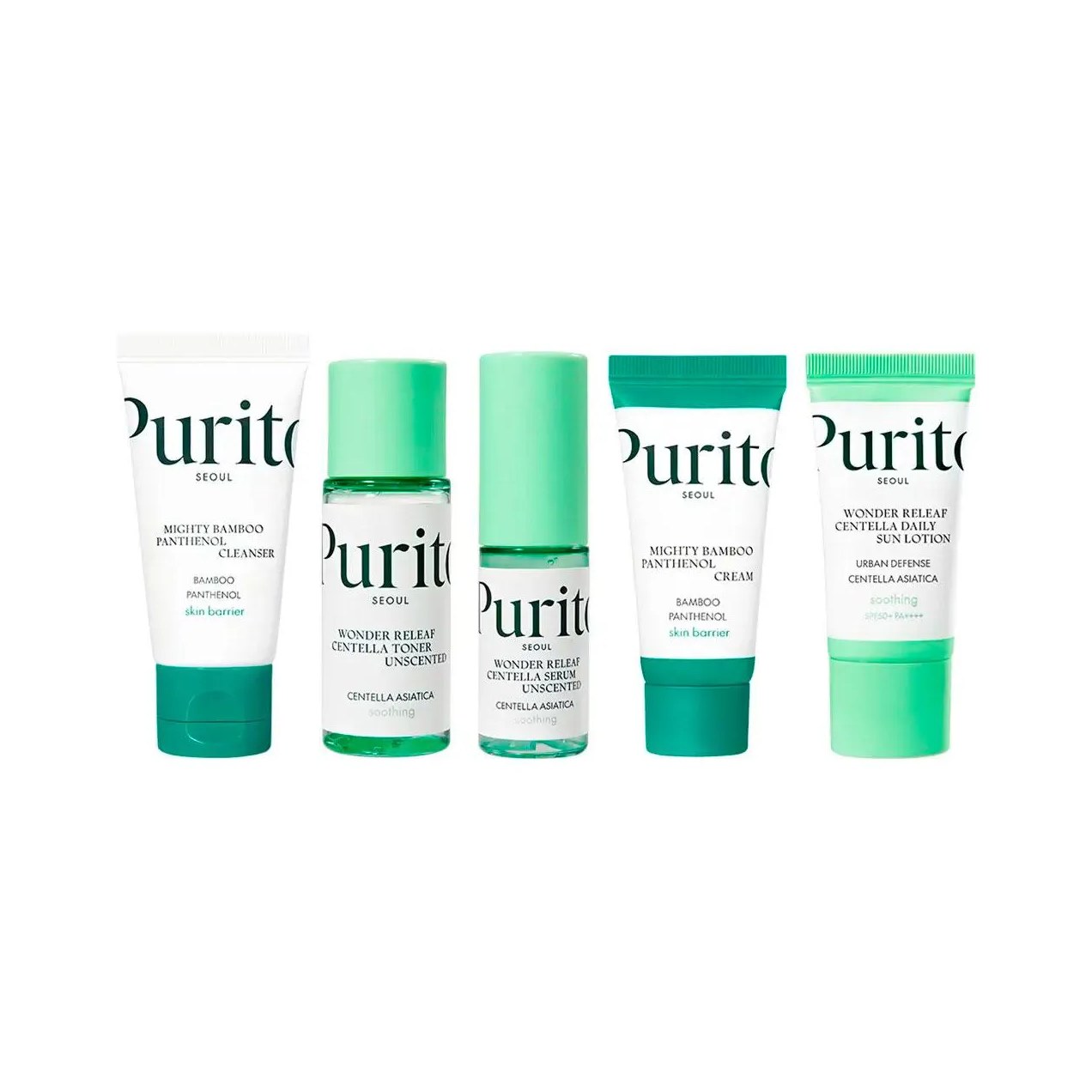 Best Kit Facial Purito Gel de Limpeza + Tônico + Sérum + Creme + Protetor Solar