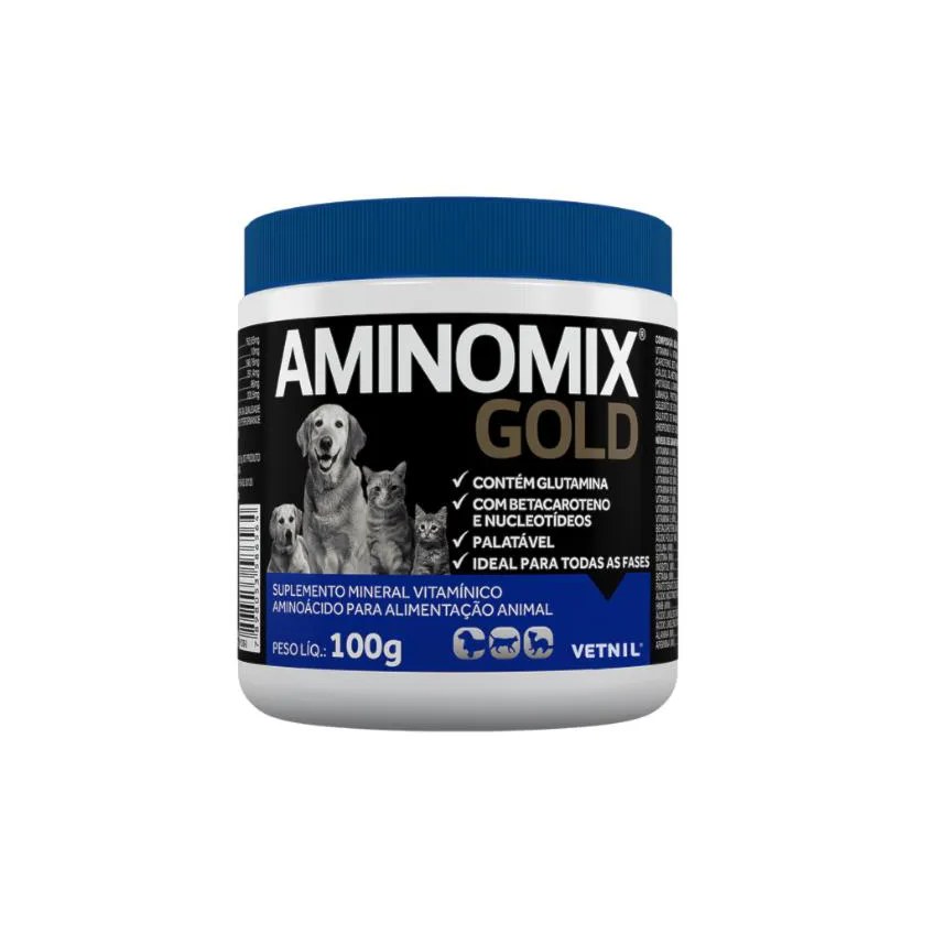 Suplemento Vitamínico Vetnil Aminomix Gold para Cachorros e Gatos 100Gr
