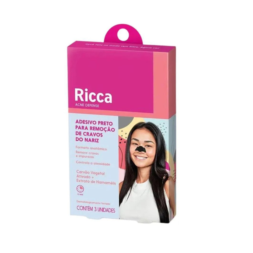 Adesivo Remoção de Cravos Ricca Preto Acne Defense