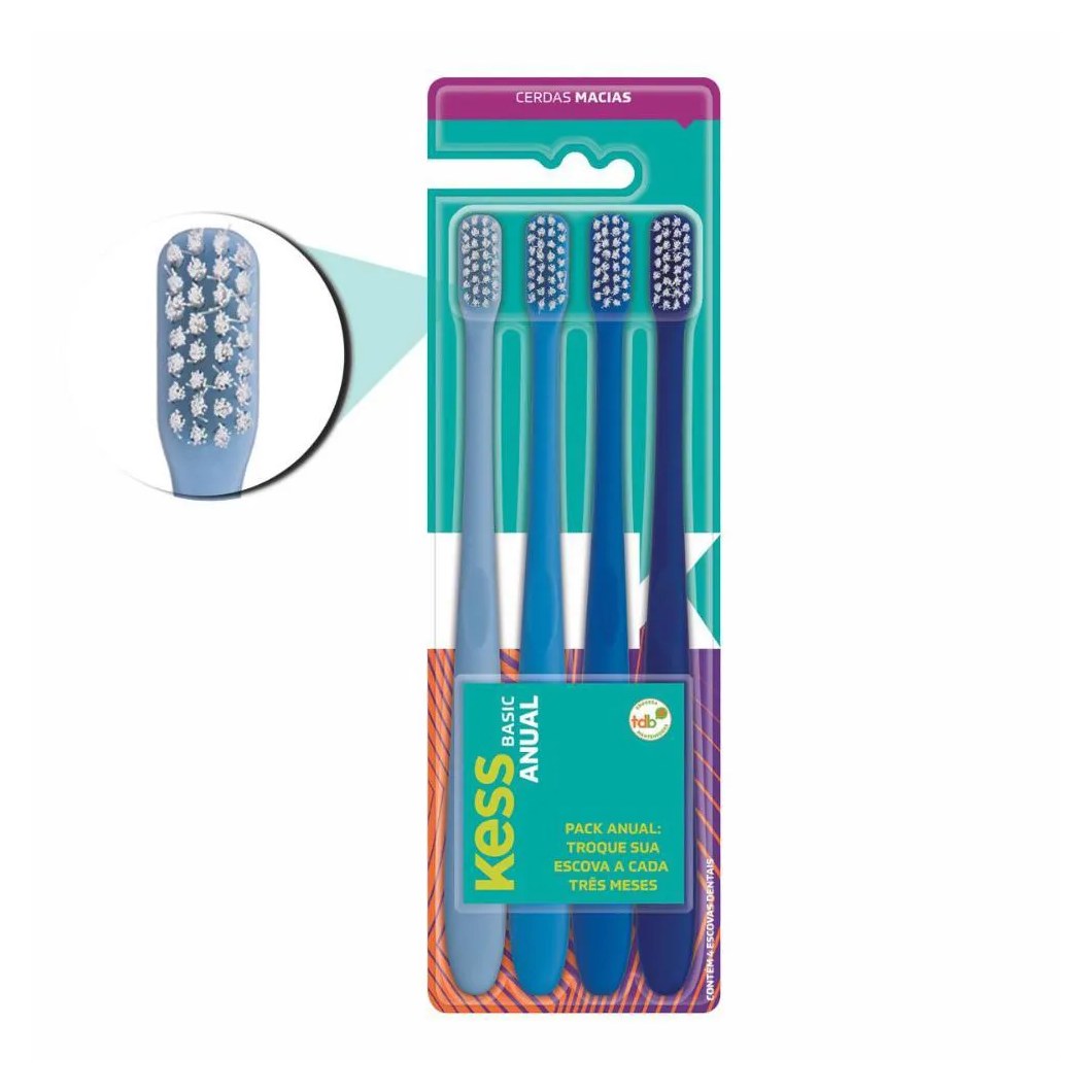 Escova Dental Kess Basic Anual Cores Sortidas Cód.2102