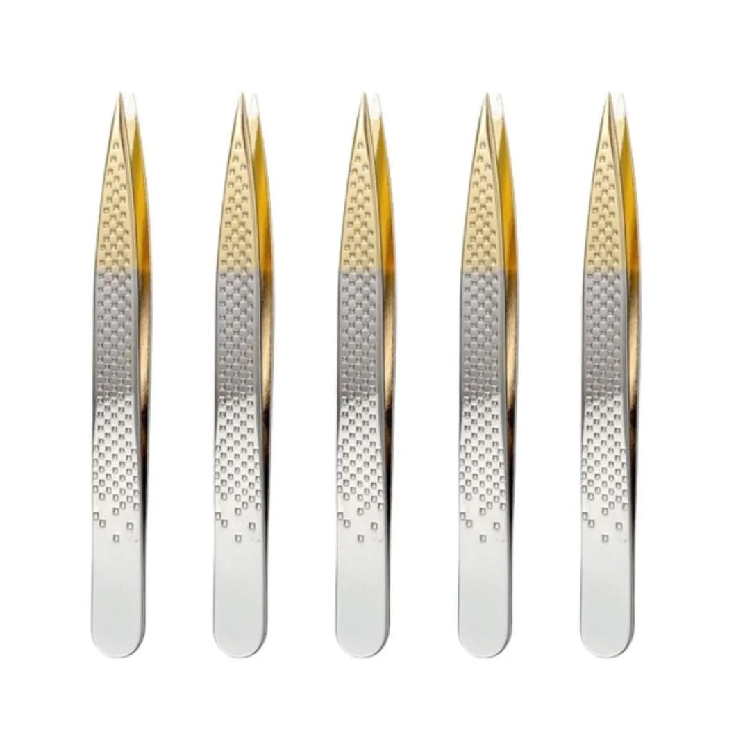 Kit Belliz Enox Pinça Silver Gold Ponta Fina Ref. 1702 C/5