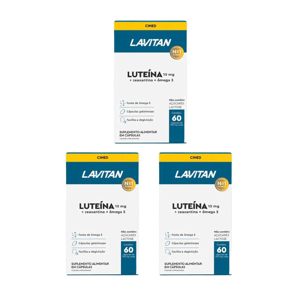 Kit 3 Lavitan Luteína 10Mg Zeaxantina + Ômega 3 - 60 Caps - Cimed