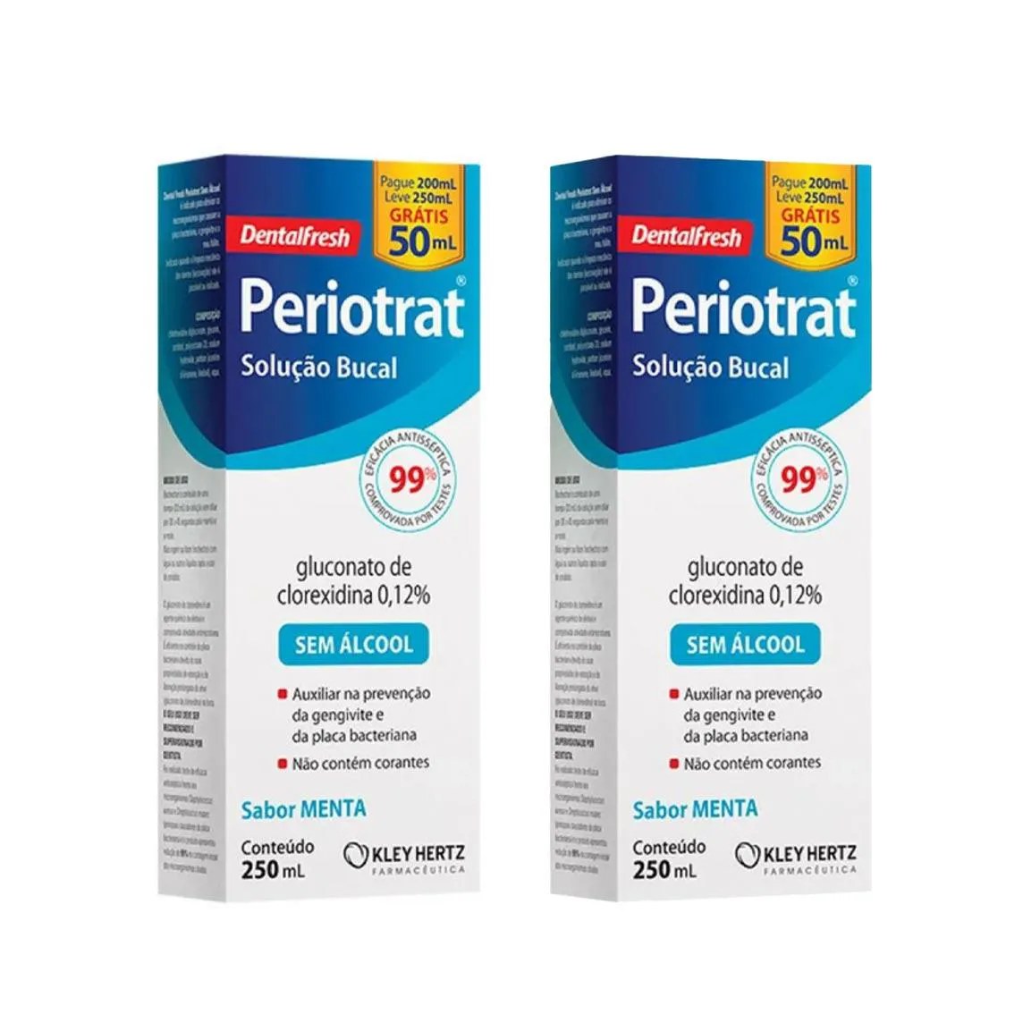 Periotrat sem Álcool Sabor Menta Kit 2 - 250Ml - Kley Hertz