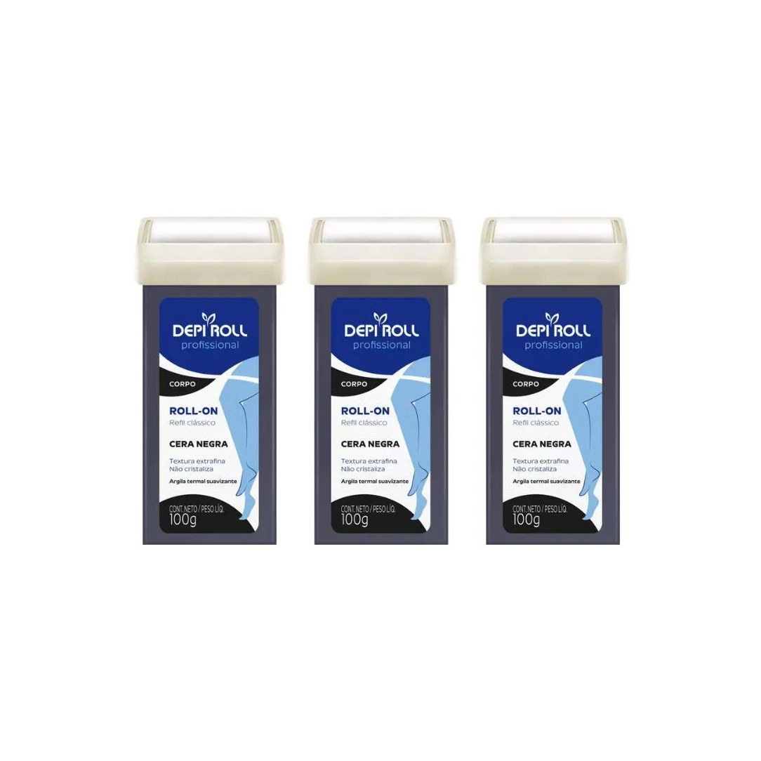 Depilatorio Depiroll Roll-On 100G Negra - Kit C/ 3Un