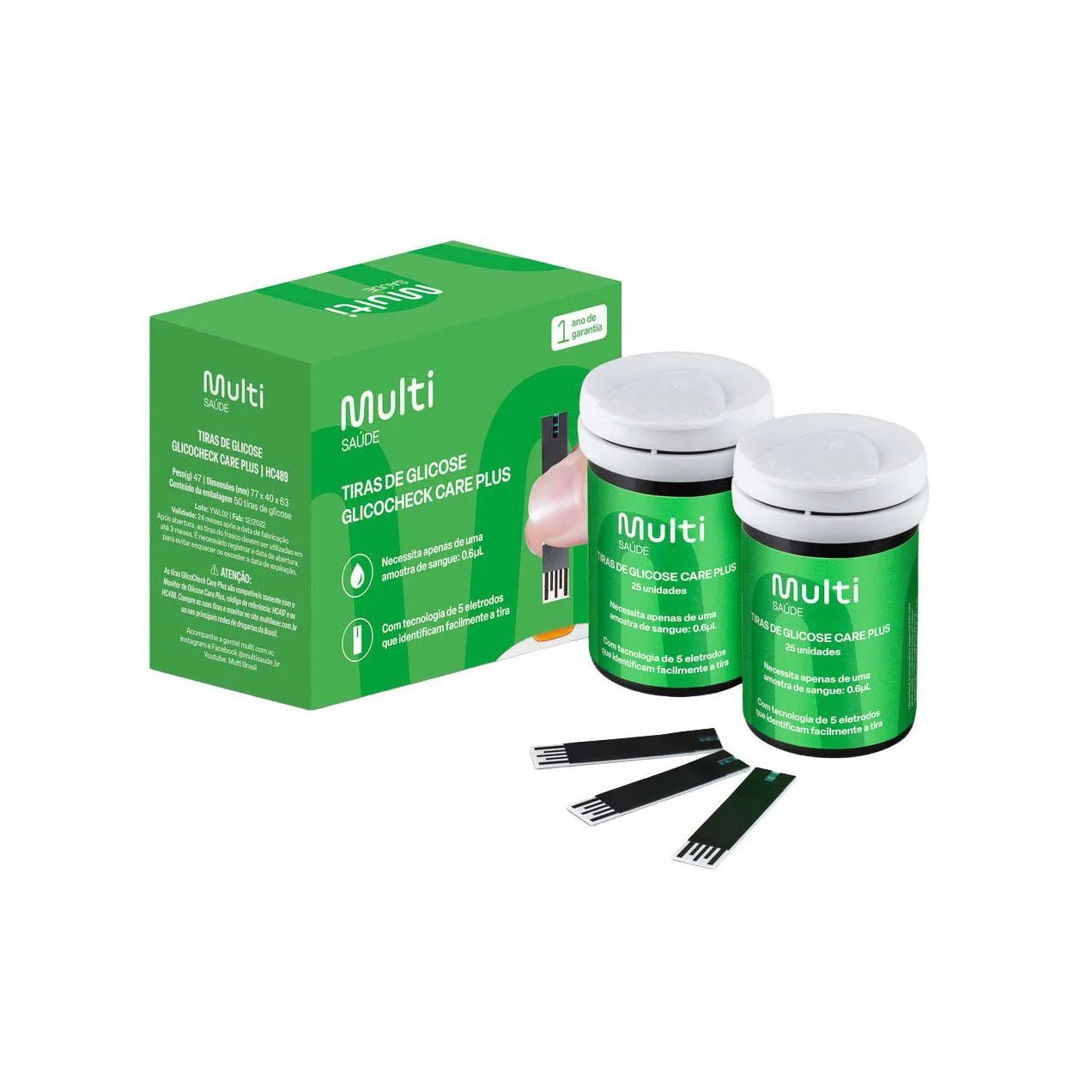 Kit de Tiras para Glicemia Glicocheck HC489 50 unidades
