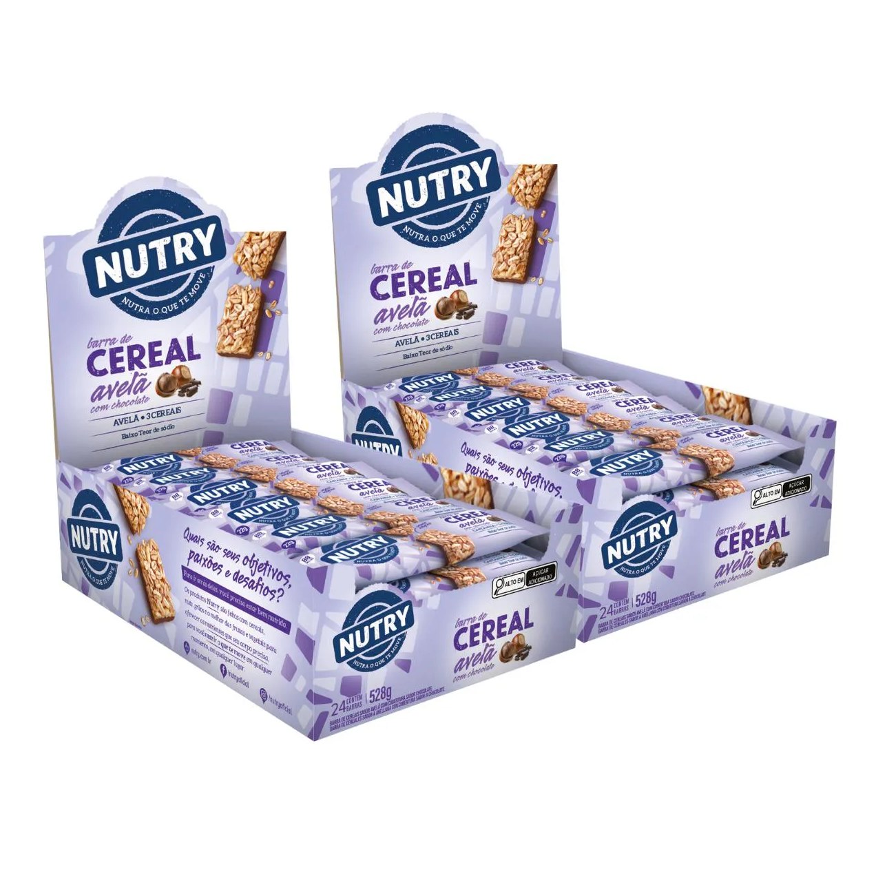 2X Barra de Cereais Nutry Avelã com Chocolate 24 Unidades 22G