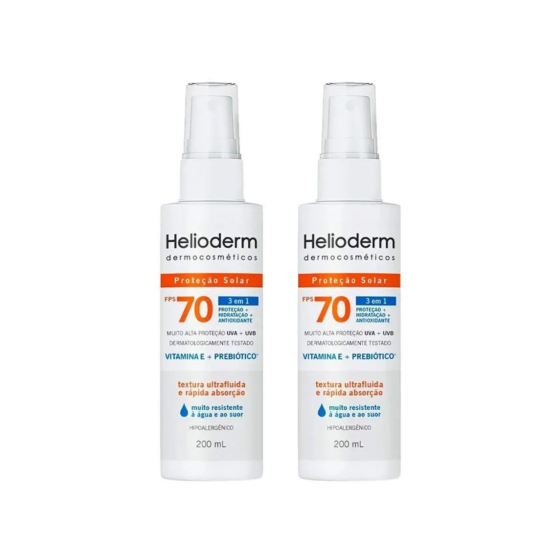 Kit 2 Protetor Helioderm Spray Fps 70 - 200Ml - Kley Hertz