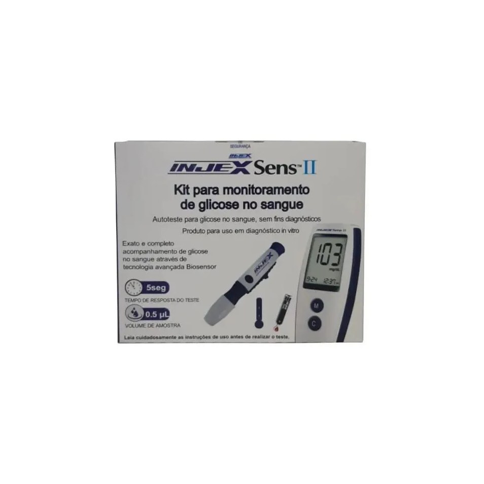Kit Completo Glicose Monitor Injex Sens Ii 50 Tiras 50 Lance